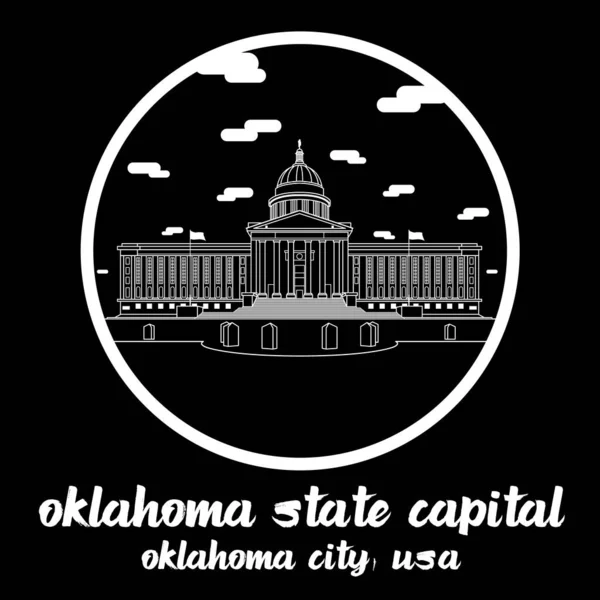 Cirkel Pictogram Lijn Oklahoma State Capital Vectorillustratie — Stockvector