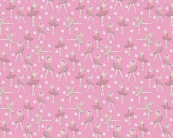 Poz veren balerinlerle kusursuz bir desen. Tekstil ya da duvar kağıdı üzerine baskı yapmak için kullanılabilir..