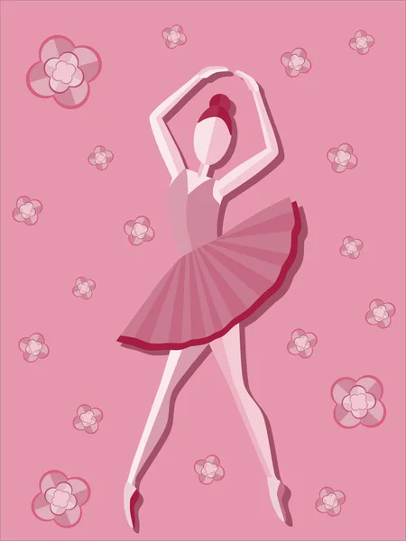 Фигура Балерины Розовом Фоне Векторная Иллюстрация Использоваться Баннера Флаера Буклета — стоковый вектор