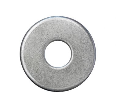 steel washer isolated on white background, top view closeup clipart