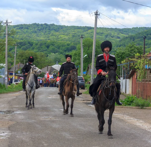 Adygea Russie Mai 2017 Régiment Immortel Défilé Jour Victoire Avec — Photo