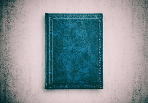 Mock Book Blue Color Fundo Grunge Close Vista Superior — Fotografia de Stock