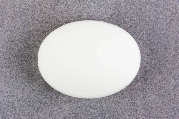 Oval White Bar Soap Grey Background Top View Close — Stock Photo, Image