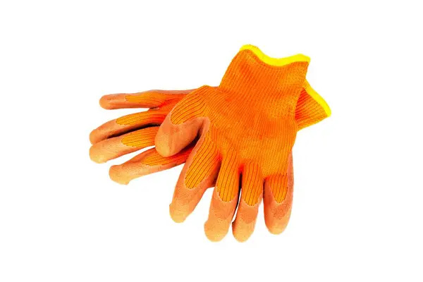 Une Paire Gants Protection Orange Pour Les Travaux Jardinage Construction — Photo