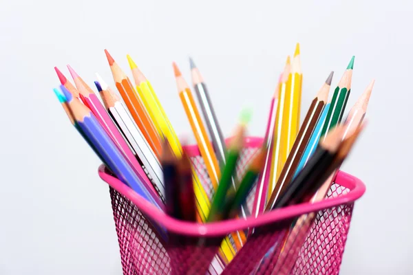 Colored pencils and sharp in penholder — Stock Photo, Image