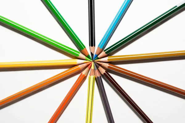 Colored pencils and sharp in circle — Stock Photo, Image