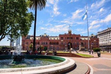Casa Rosada in Plaza de Majo in Buenos aires with tourist  clipart