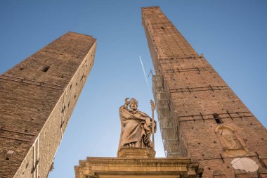 The tower of the Asinelli and Garisenda in Bologna (Italy) and t clipart
