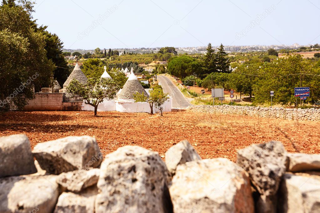 Trulli in the countryside of the Itria valley