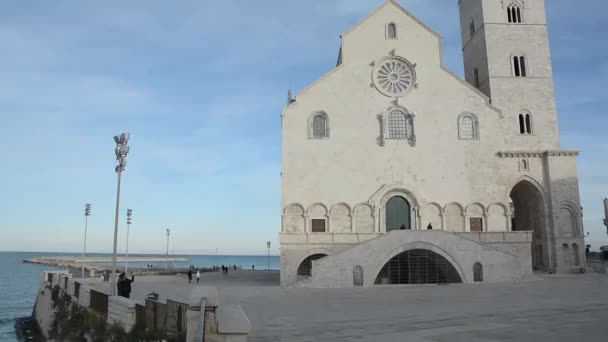 Trani Italia Enero 2018 Catedral Románica Trani Cerca Costa — Vídeos de Stock