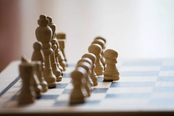 Chess Pieces Chess Board Selective Focus Crop Fragment Business Motivation — Stock Photo, Image