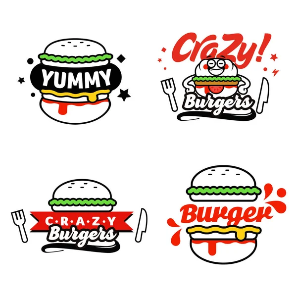 Komické kreslené vektorové ilustrace Burger — Stockový vektor