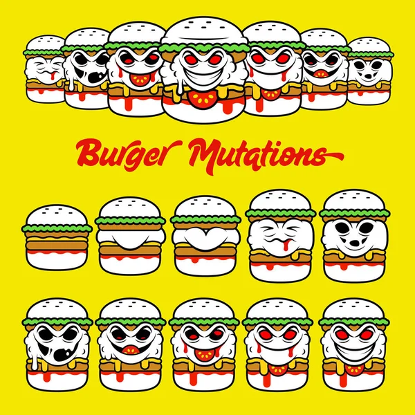 Comic Cartoon Vector Zombie Burger Illustration — Stock Vector