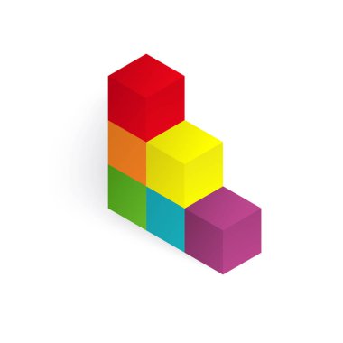 3D illüstrasyon renk küpler vektör