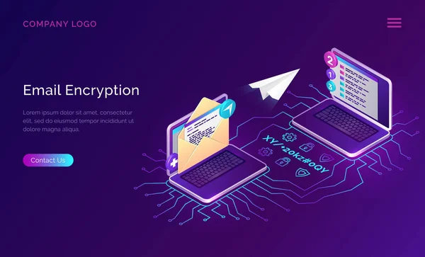 Email encryption, isometric concept data security — ストックベクタ