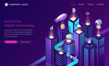 Akıllı şehir altyapısı Iot teknolojisi izometrik