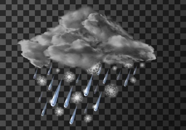 Icono meteorológico de lluvia, gotitas de agua cayendo — Vector de stock