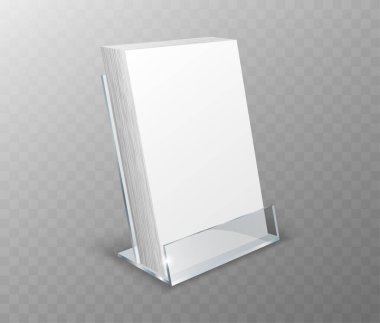 Acrylic holder, table display with blank cards clipart