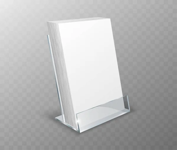 Akrylové pouzdro, stolní displej s prázdnými kartami — Stockový vektor