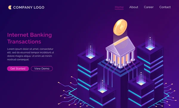 Online bankieren app, isometrische financiën concept — Stockvector