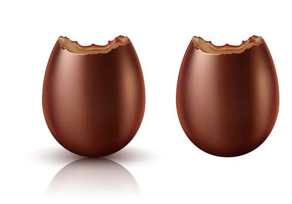 Chocolade ei hele en gebeten realistische vector — Stockvector