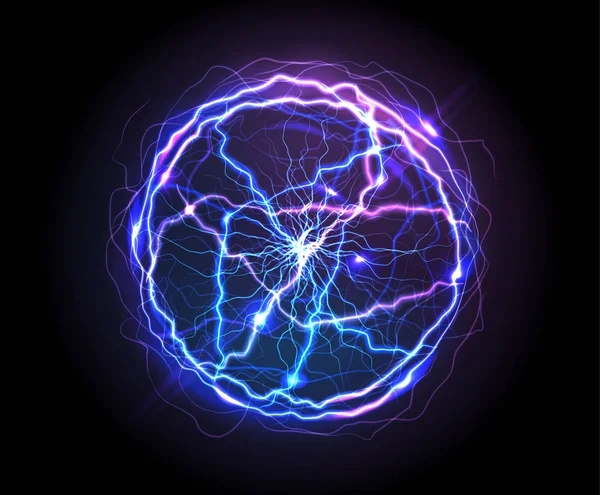 Bola eléctrica realista o esfera de plasma abstracta — Vector de stock