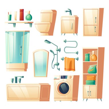 Modern banyo mobilyaları çizgi film çizimleri