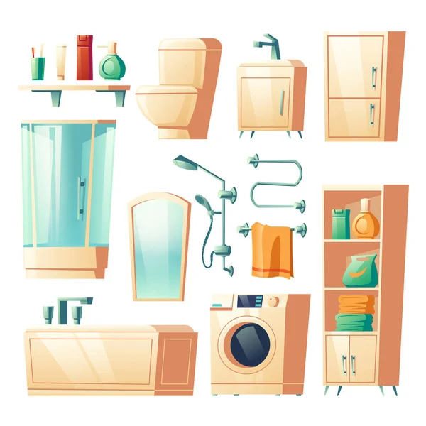 Muebles de baño moderno ilustraciones de dibujos animados — Vector de stock