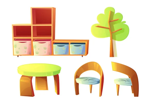 Mobiliário de jardim de infância para sala de aula de crianças — Vetor de Stock