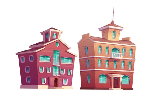 Urbain ensemble de dessin animé bâtiment rétro — Image vectorielle