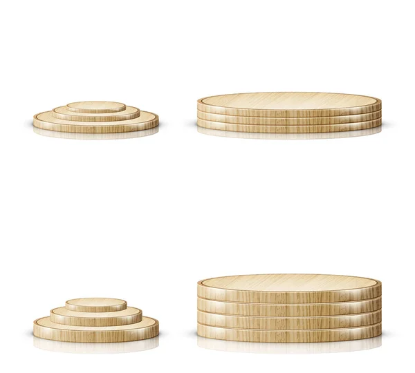 Bandeja de tabla de cortar de madera, etapa realista del podio — Archivo Imágenes Vectoriales