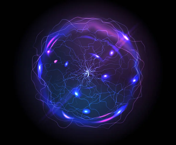 Bola eléctrica realista o esfera de plasma abstracta — Vector de stock