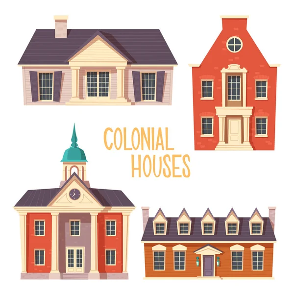 Urban retro colonial style building cartoon