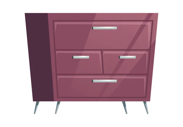 Bedroom furniture dresser chest of drawers cartoon — 스톡 벡터