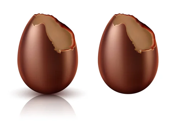 Chocolade ei hele en gebeten realistische vector — Stockvector