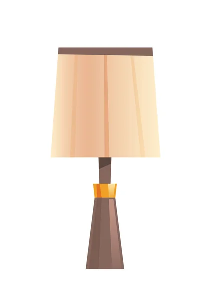 Bedside table lamp with beige shade, home lighting — 스톡 벡터