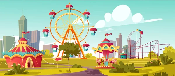 Parque de atracciones, carnaval o feria festiva de dibujos animados — Archivo Imágenes Vectoriales