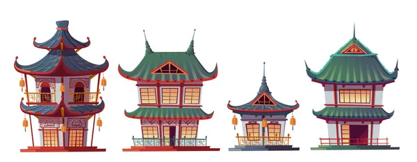Tradicional chino casa edificio de dibujos animados — Vector de stock