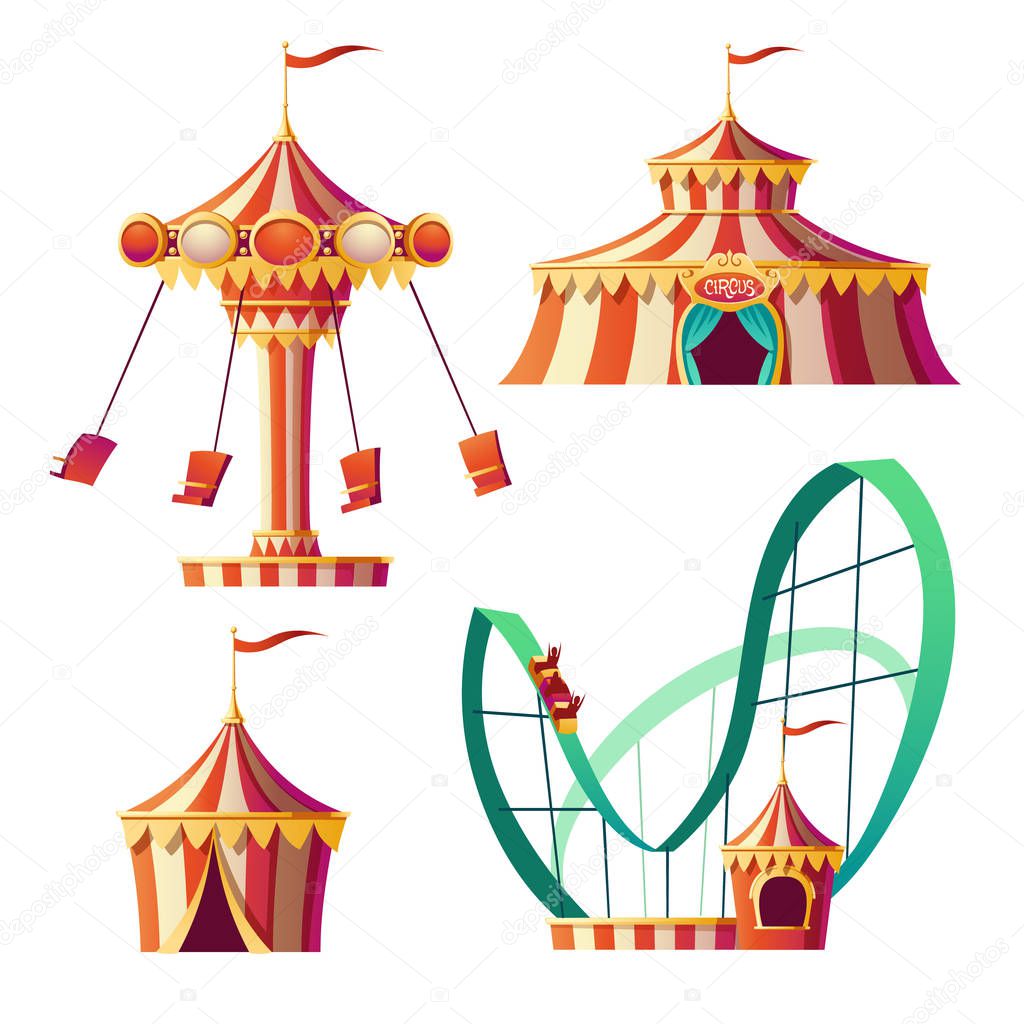 Amusement park, carnival or festive fair cartoon