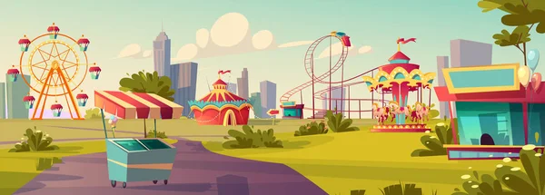Amusement park, carnival or festive fair cartoon — Stock Vector