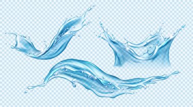 Su sıçrama seti. Aqua sıvı dinamik hareketi.