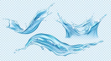 Su sıçrama seti. Aqua sıvı dinamik hareketi.