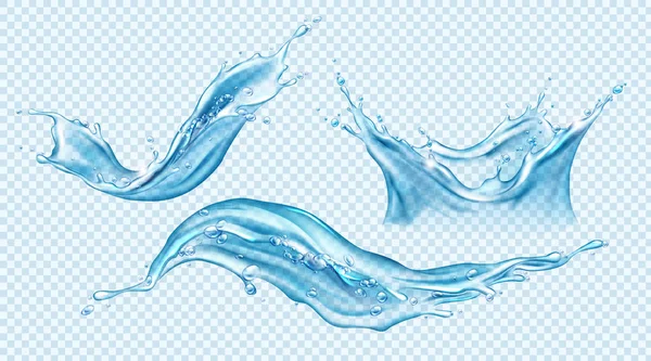 Conjunto de respingos de água. Movimento dinâmico líquido do Aqua . — Vetor de Stock