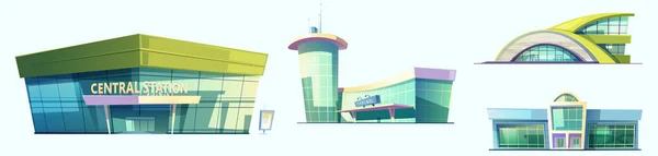 Dworzec autobusowy lub kolejowy, terminal lotniczy i port — Wektor stockowy
