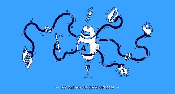 Автоматизація маркетингу 2020 року. Технологія для SEO — стоковий вектор