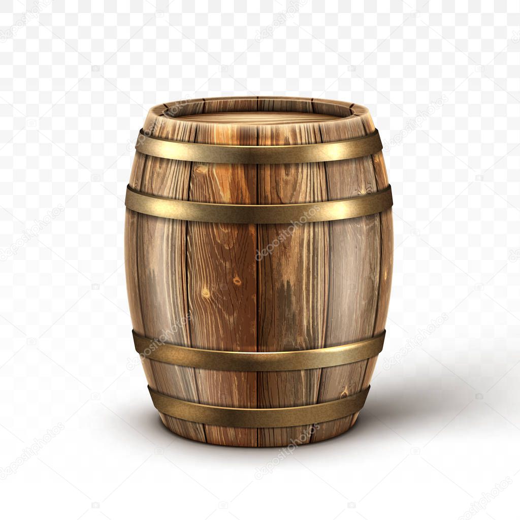 Vector realistic wooden barrel for wine or beer
