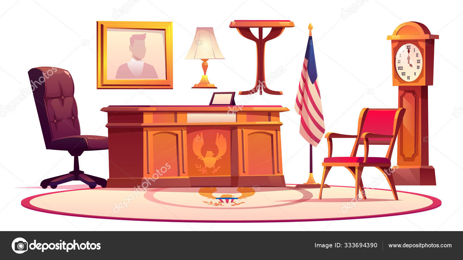 Furniture Of Oval Office In White House Stock Vector C Klyaksun