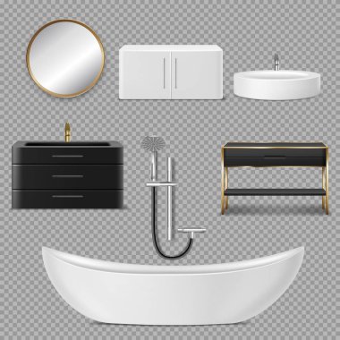 Banyo, duş, ayna ve banyo için lavabo simgeleri
