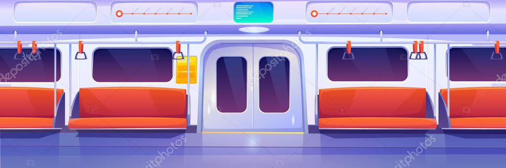 Subway train car, metro wagon interior