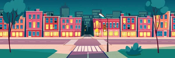 Vector cartoon zomer nacht stad landschap — Stockvector